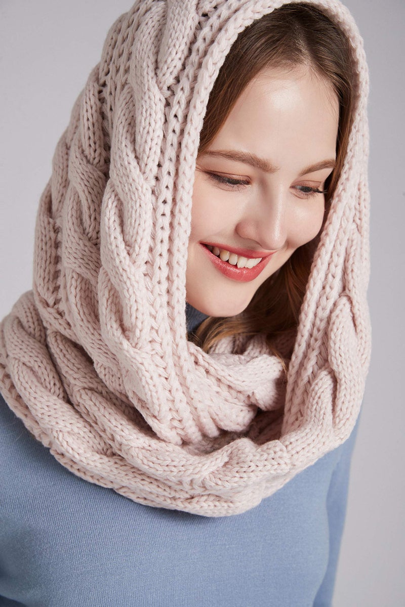 NEOSAN Womens Thick Ribbed Knit Winter Infinity Circle Loop Scarf Twist Light Pink - Image 4